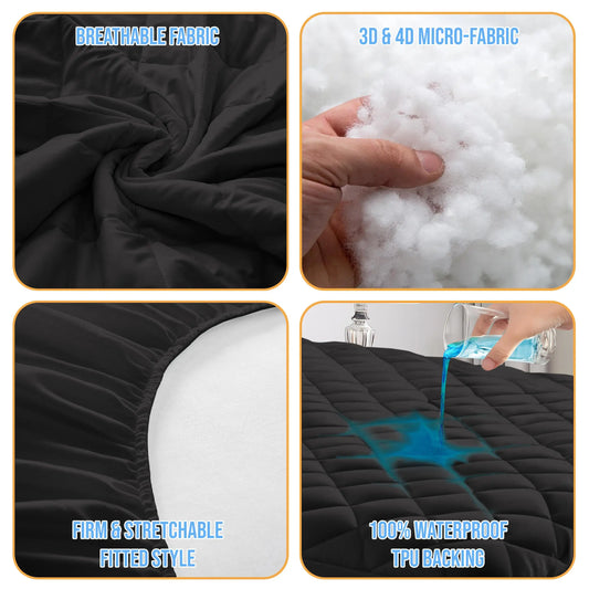 Quilted Elastic Fitted Mattress Cover Protector