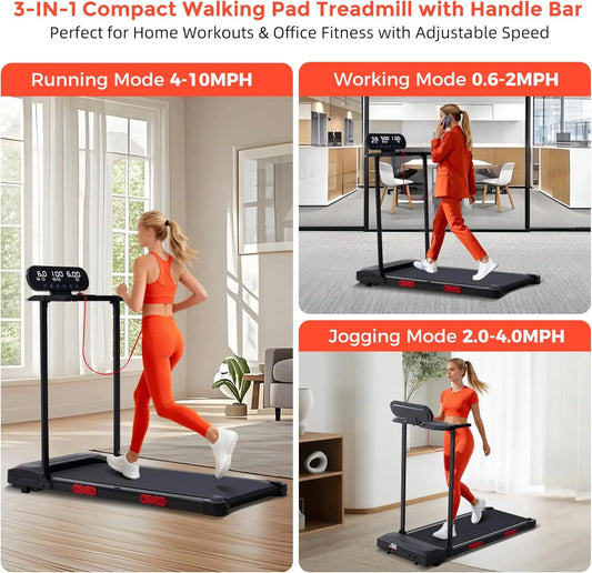 Portable Walking Pad Treadmill with Handle Bar