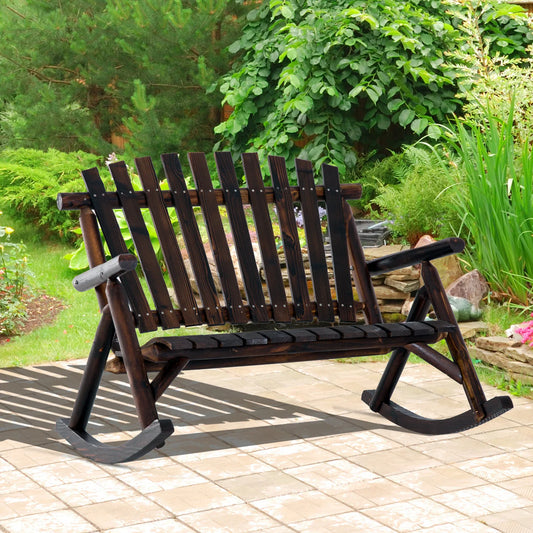 Wooden Adirondack Two Seat Rocker Loveseat