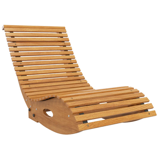 Outdoor Wooden Rocking Chair W/ Slatted Seat