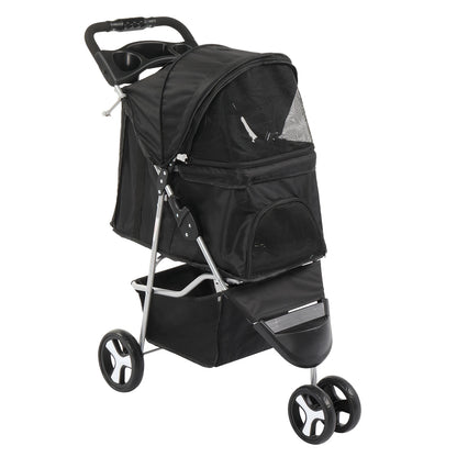 3 Wheels Foldable & Waterproof Pet Travel Carrier with Cup Holder.