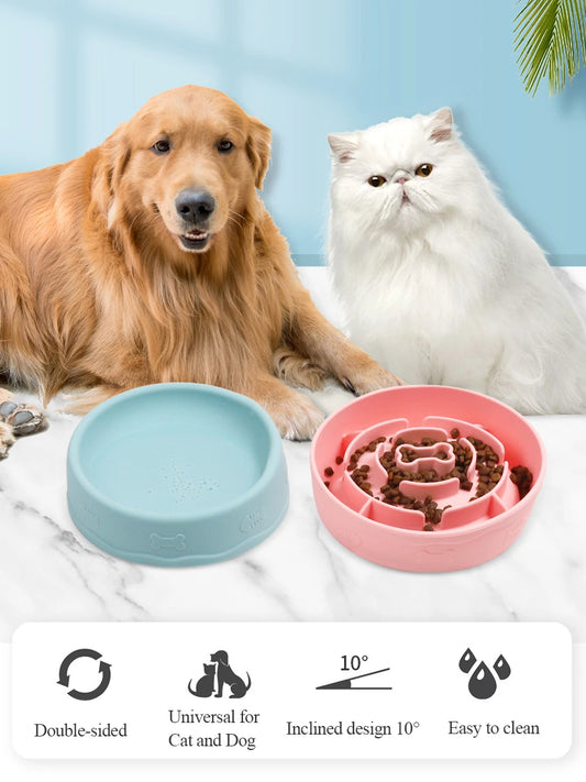 2-in-1 Pets Silicone, 10 Degree Tilted Food Bowl