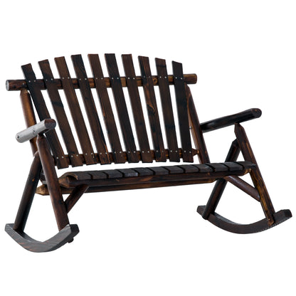 Wooden Adirondack Two Seat Rocker Loveseat