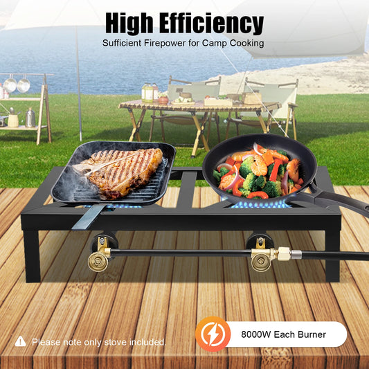 Double Burner Portable Rectangular Propane Gas Stove