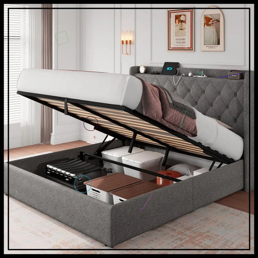 Queen Size Lift Up Storage Bed Frame