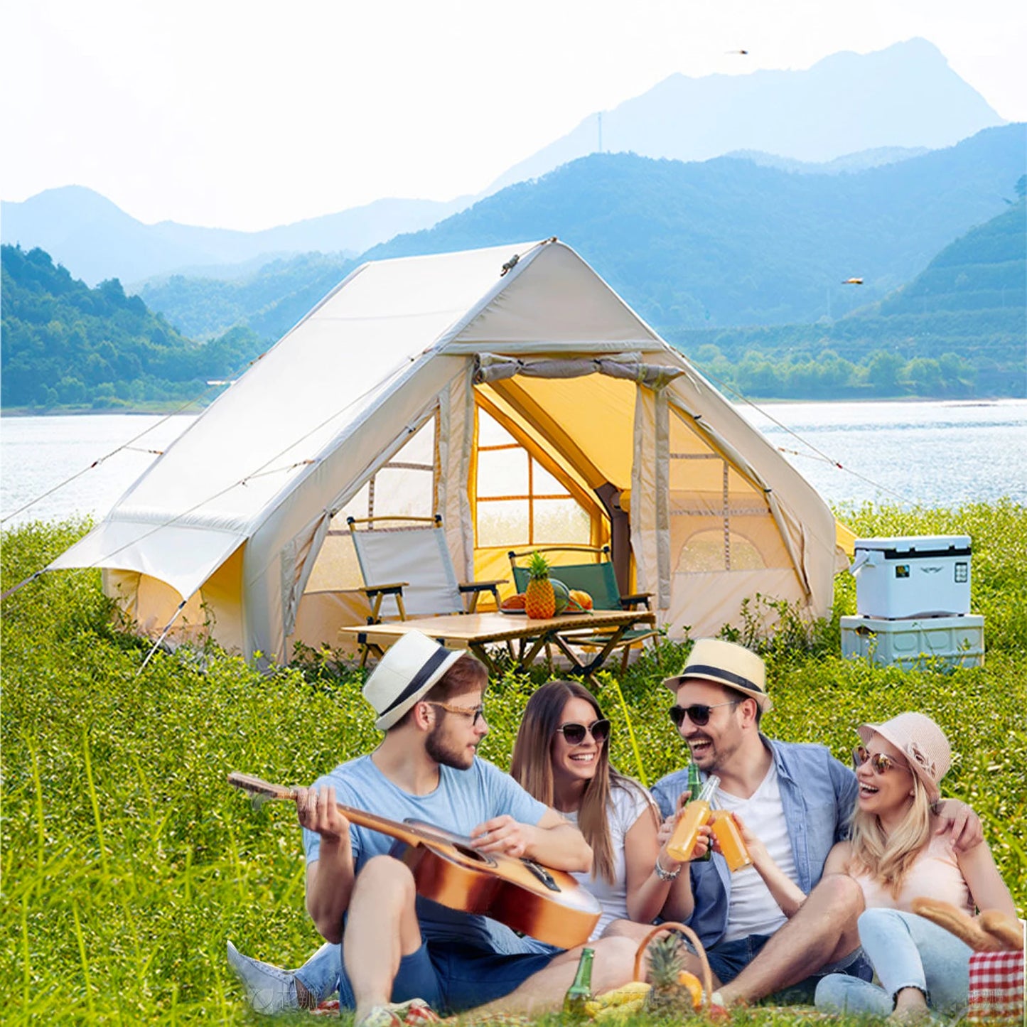 Easy Setup Inflatable Tent for Camping with Landscape Skylight