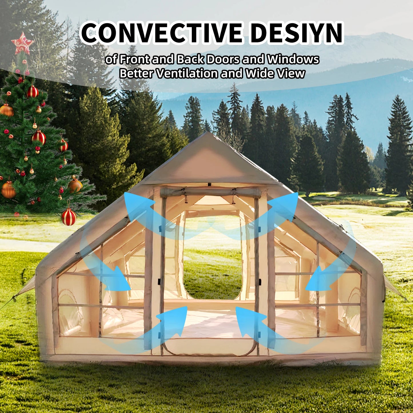 Easy Setup Inflatable Tent for Camping with Landscape Skylight