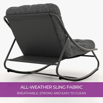 Outdoor Padded Cushion Recliner Rocking Chair