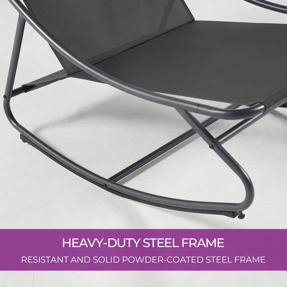 Outdoor Padded Cushion Recliner Rocking Chair