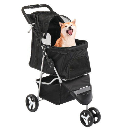 3 Wheels Foldable & Waterproof Pet Travel Carrier with Cup Holder.