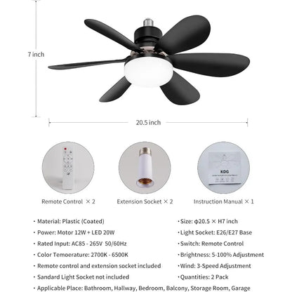 3 Colors Dimmable Ceiling Fans with Light