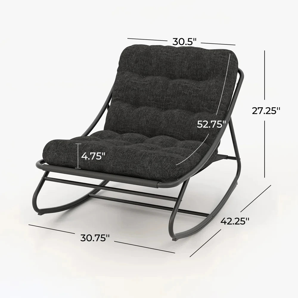 Outdoor Padded Cushion Recliner Rocking Chair