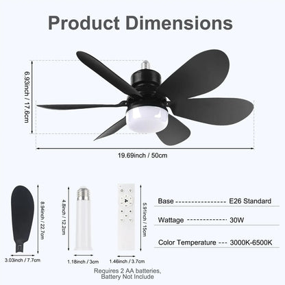 3 Colors Dimmable Ceiling Fans with Light