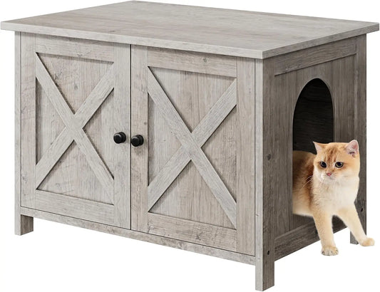 Hidden Cat Litter Box Enclosure with Divider